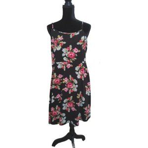 LUCKCO Black Floral Sundress, Spaghetti Straps Size XXL